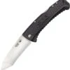 SOG Traction Lockback Folder, 3.5" 5Cr13MoV Satin Tanto Plain Blade, Black GRN Handle