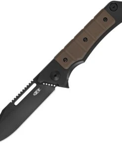 Zero Tolerance 0223 Framelock Folder, 8.60" CPM-20CV Black Clip Point Plain Blade, Black Titanium with Brown G-10 Scales Handle