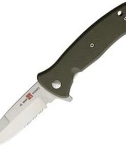 Al Mar Mini S.E.R.E. 2020 Linerlock A/O 2209, 3" 8Cr13MoV SS Combo Blade, FRN Handle, OD Green