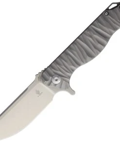 Kizer Cutlery KI4522 Vindicator Framelock Folder, 3.5" CPM-S35VN Stonewash Clip Point Plan Blade, Gray Textured Titanium Handle