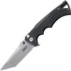 CRKT BT Fighter 5225 Button Lock Folder, 3.64" 8Cr13MoV Stonewash Plain Blade, Black Glass Reinforce Fiber Polymide Handle