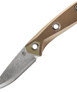 Gerber 1657 Principle Fixed Blade, 3.10" 420HC Stonewash Drop Point Plain Blade, Coyote Brown Rubber Handle