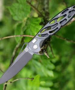 Artisan Cutlery Artisan Dragonfly ATZ1801PGY, 3.94" D2 Plain Blade, Gray 2Cr13 SS Handle