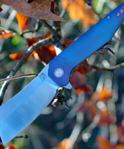 Artisan Cutlery Artisan Osprey ATZ1803GBUS, 3.74" S35VN Plain Blade, Blue TC4 Titanium Handle