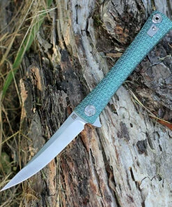Artisan Cutlery Artisan ATZ1805GGNM S Waistline, 4" M390 Plain Blade, Green Titanium Handle