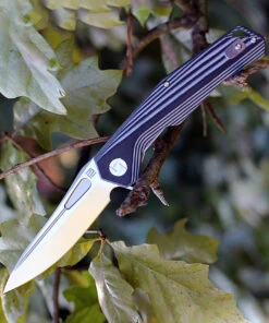 Artisan Cutlery Artisan Zumwalt ATZ1808PBGC, 3.94" D2 Plain Blade, Curved Black/White G-10 Handle