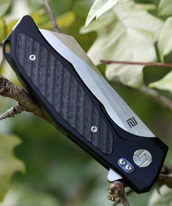 Artisan Cutlery Artisan Falcon ATZ1809GBKM, 3.62" M390 Plain Blade, Black Titanium/Carbon Fiber Insert Handle -Knifeworks Sales Store 1809gbkm.3 99361.1566586041