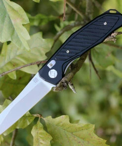 Artisan Cutlery Artisan Falcon ATZ1809PBBK, 3.94" D2 Plain Blade, Black Aluminum/G-10 Handle
