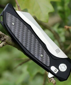 Artisan Cutlery Artisan Falcon ATZ1809PBCF, 3.94" D2 Plain Blade, Black Aluminum/Carbon Fiber Handle -Knifeworks Sales Store 1809pbcf.3 18192.1566586046