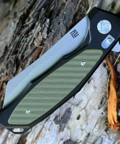 Artisan Cutlery Artisan Falcon ATZ1809PBGN, 3.94" D2 Plain Blade, Green/Black Aluminum/G-10 Handle -Knifeworks Sales Store 1809pbgn.2 60660.1566586048