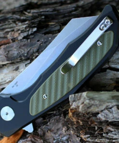Artisan Cutlery Artisan Falcon ATZ1809PBGN, 3.94" D2 Plain Blade, Green/Black Aluminum/G-10 Handle -Knifeworks Sales Store 1809pbgn.4 39064.1566586049