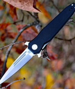 Artisan Cutlery Artisan Hornet ATZ1810PBKF, 3.54" D2 Steel Stone Wash Blade, Black G10 Handle