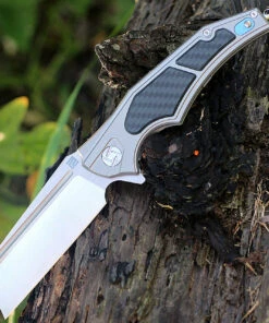 Artisan Cutlery Artisan Apache ATZ1813GGYS, 3.82" S35VN Plain Blade, Gray Titanium/Carbon Fiber Handle