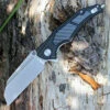 Artisan Cutlery Artisan Apache ATZ1813PBCF, 3.7" D2 Plain Blade, Black Aluminum/Carbon Fiber Handle