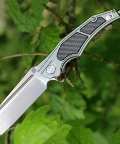 Artisan Cutlery Artisan Apache ATZ1813PGCF, 3.7" D2 Plain Blade, Gray Aluminum/Carbon Fiber Handle