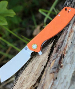 Artisan Cutlery Artisan Tomahawk ATZ1815POEF, 3.75" D2 Plain Blade, Flat Orange G-10 Handle