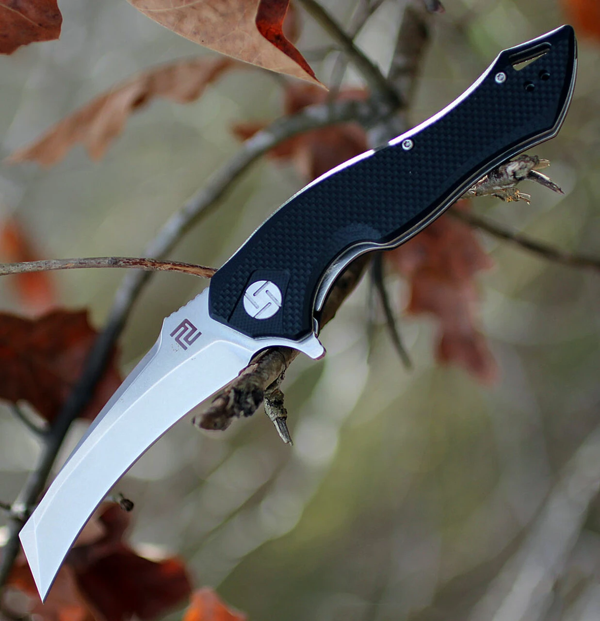 Artisan Cutlery Artisan Eagle ATZ1816PBKF, 3.46" D2 Steel Tanto Blade, Black D2 Handle 1 Artisan Cutlery Artisan Eagle ATZ1816PBKF, 3.46" D2 Steel Tanto Blade, Black D2 Handle