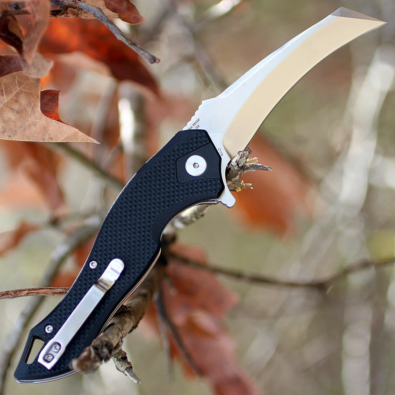 Artisan Cutlery Artisan Eagle ATZ1816PBKF, 3.46" D2 Steel Tanto Blade, Black D2 Handle 2 Artisan Cutlery Artisan Eagle ATZ1816PBKF, 3.46" D2 Steel Tanto Blade, Black D2 Handle - Image 2