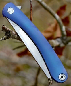 Artisan Cutlery Artisan Orthodox ATZ1817GBUM, 3.75" M390 Satin Blade, Blue Titanium Handle -Knifeworks Sales Store 1817gbum.3 03349.1566586042