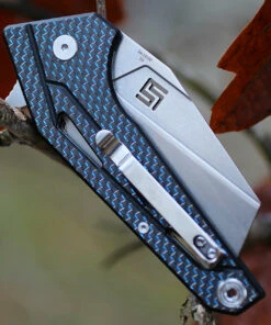 Artisan Cutlery Artisan Ravine ATZ1819PCFB, 2.83" D2 Steel Tanto Blade, Blue Carbon Fiber Handle -Knifeworks Sales Store 1819pcfb.2 00412.1566586129