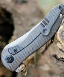 We Knife Co. We Knife Mini Synergy 2011C, 2.93" CPM 20CV Stonewashed Blade, Tiger Striped Pattern Flamed 6AL4V Titanium Handle -Knifeworks Sales Store 2011C.2 00281.1609269271