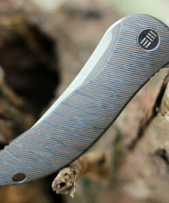 We Knife Co. We Knife Mini Synergy 2011C, 2.93" CPM 20CV Stonewashed Blade, Tiger Striped Pattern Flamed 6AL4V Titanium Handle -Knifeworks Sales Store 2011C.3 40315.1609269271