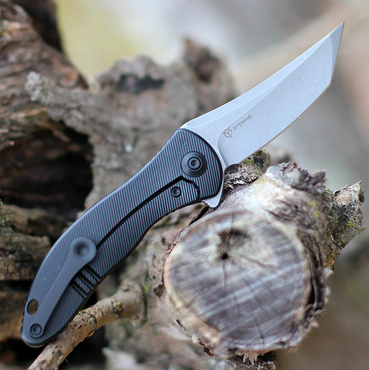 We Knife Co. We Knife Mini Synergy 2012B, 2.93" CPM 20CV Stonewashed Tanto Blade, Black 6AL4V Titanium Handle 2 We Knife Co. We Knife Mini Synergy 2012B, 2.93" CPM 20CV Stonewashed Tanto Blade, Black 6AL4V Titanium Handle - Image 2