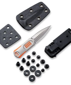 WE Knife Co. Oss Dagger Neck Knife, 2017B, 2.22" CPM-20CV Stonewashed Dagger, OD Orange G-10 Handle -Knifeworks Sales Store 2017B Oss Dagger 5 31595.1612818326