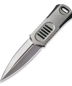 WE Knife Co. Oss Dagger Neck Knife 2017D, 2.22" CPM-20CV Stonewashed Dagger, Black G-10 Handle