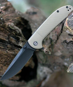CIVIVI Knives CIVIVI Badlands Vagabond C2019A, 3.25" 9Cr18MoV Black Stonewashed Drop Point Blade, Tan GRN Handles