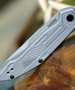 Kershaw Knives Kershaw Terran 2080, 3.125" 8Cr13MoV Bead-blasted Plain Blade, Stainless Steel Handle -Knifeworks Sales Store 2080 00765.1600353999