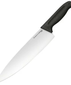 Cold Steel Chef's Knife 20VCBZ, 10" Satin Plain Blade, Black Polymer Handle