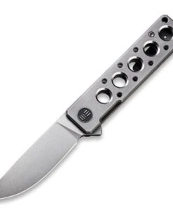WE Knife Co. Miscreant 3.0 2101A, 3" CPM-20CV Stonewashed Drop Point Plain Blade, Gray Titanium Handle