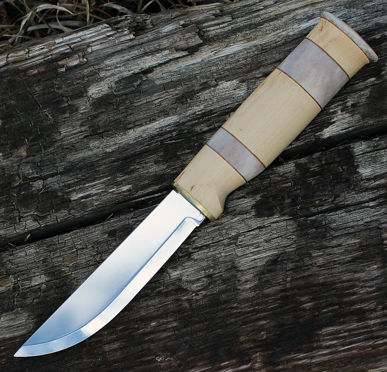 Marttiini Knives Marttiini 2230010 Lapp Knife, 4.5" Stainless Blade, Curly Birch & Reindeer Horn Handle 2 Marttiini Knives Marttiini 2230010 Lapp Knife, 4.5" Stainless Blade, Curly Birch & Reindeer Horn Handle - Image 2