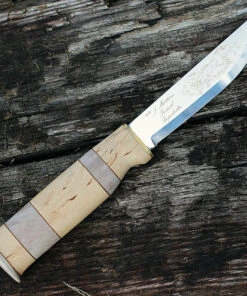 Marttiini Knives Marttiini 2230010 Lapp Knife, 4.5" Stainless Blade, Curly Birch & Reindeer Horn Handle