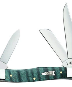 CASE MEDIUM STOCKMAN 23361, 3 5/8" CLOSED LENGTH SS BLADE, TORQUOISE SMOOTH CURLY MAPLE HANDLE