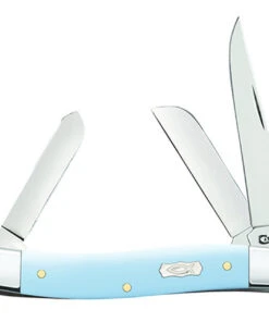 CASE MEDIUM STOCKMAN 23381, 3 5/8" CLOSED LENGTH SS BLADE, ICTHUS ICE BLUE SYNTHETIC SMOOTH HANDLE