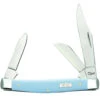 CASE MEDIUM STOCKMAN 23382, 3 1/4" CLOSED LENGTH SS BLADE, SMOOTH ICTHUS ICE BLUE SYNTHETIC HANDLE