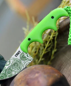 CRKT Minimalist Bowie Gears CR2387G, 2.125" 8Cr13MoV 3D Print Satin Blade, Glow in the Dark Handle/Sheath