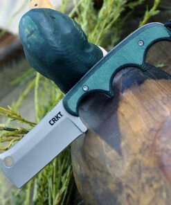 CRKT Minimalist Cleaver, 2.131" 5Cr15MoV Bead Blast Blade, Polised Rasin Infused Fiber Handle