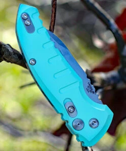 HOGUE 24103 A01-MicroSwitch, 2.6" Wharncliffe CPM-154 Blade, Matte Aquamarine Aluminum Handle -Knifeworks Sales Store 24103 91497.1566586223