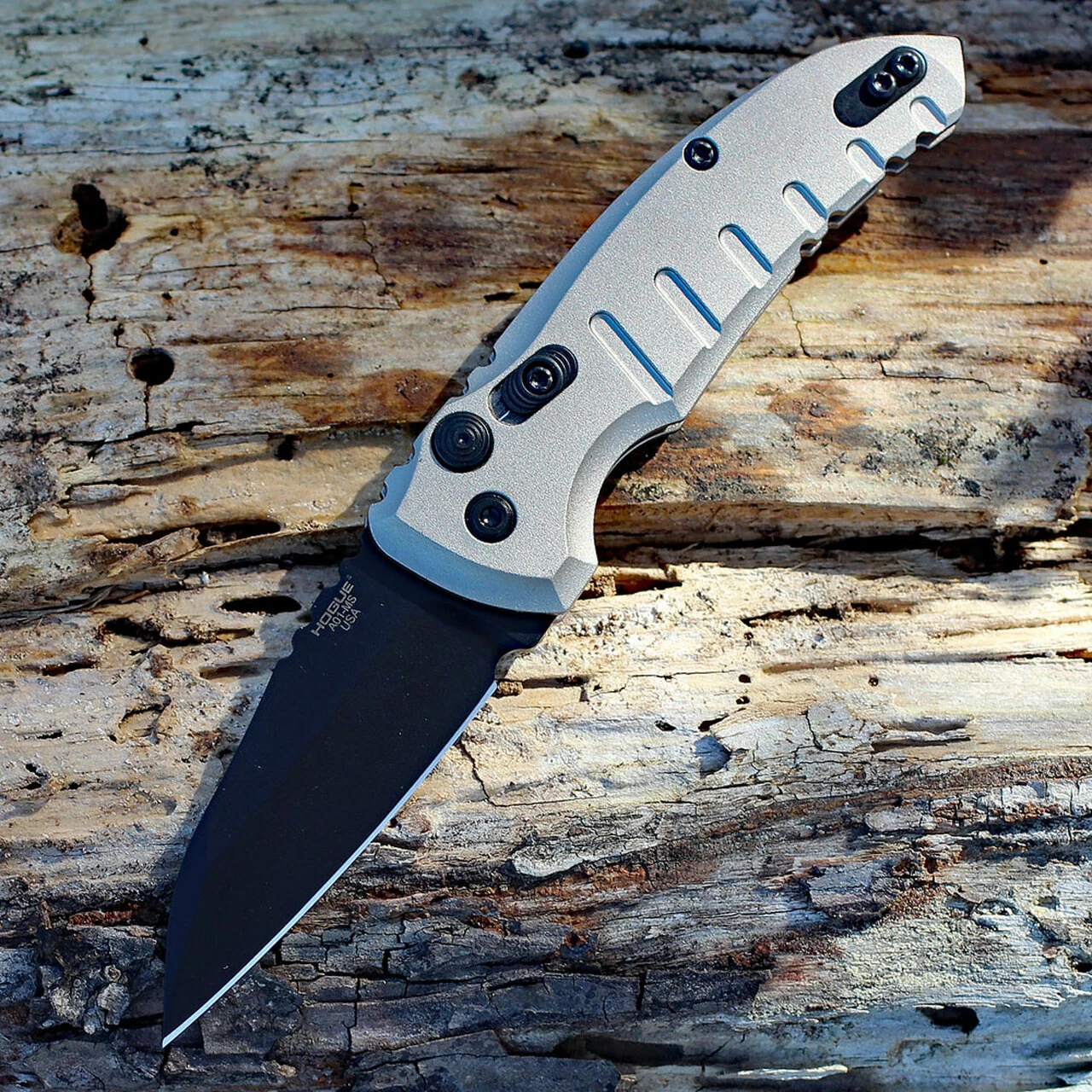 HOGUE 24107 A01-MS, 2.6" WHARNCLIFFE CPM-154 FDE BLACK BLADE, TAN ALUMINUM HANDLE 1 HOGUE 24107 A01-MS, 2.6" WHARNCLIFFE CPM-154 FDE BLACK BLADE, TAN ALUMINUM HANDLE