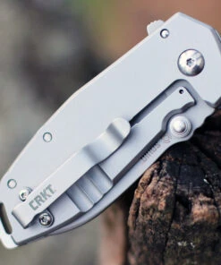 CRKT 2492 Squid Assisted Opening, 2.37" 8Cr14MoV Bead Blast Plain Blade, Stainless Steel Handle -Knifeworks Sales Store 2492.2 28563.1612467003