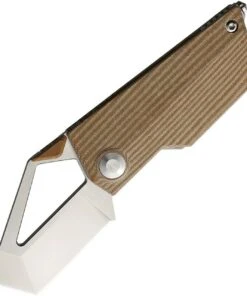 Kizer Cutlery Cyberblade Folding Knife K2563A2, 2.1" Bohler M390 Satin Plain Blade, Brown Micarta Handle
