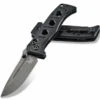 Benchmade Knives Benchmade 273GY-1 Mini Adamas, 3.25" Tungsten Gray Cerakote CPM-CruWear Plain Blade, Black G10 Handle