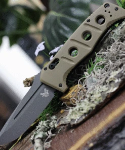 Benchmade Knives Benchmade 2750GY-3 Auto Adamas, 3.78" CPM-CruWear Tungsten Grey Plain Blade, Contoured Sand G10 Handles