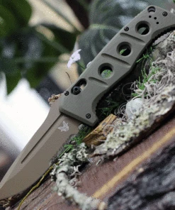Benchmade Knives Benchmade 2750SFE-2 Auto Adamas, 3.78" CPM-CruWear Flat Earth Serrated Blade, Olive Drab G10 Handles