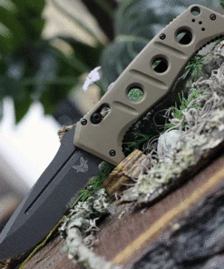 Benchmade Knives Benchmade 2750SGY-3 Auto Adamas, 3.78" CPM-CruWear Tungsten Grey Serrated Blade, Contoured Sand G10 Handles