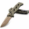 Benchmade Knives Benchmade 275SFE-2 ADAMAS, 3.82" Flat Earth Cerakote CPM-CruWear Part Serrated Blade, Olive Drab G-10 Handle