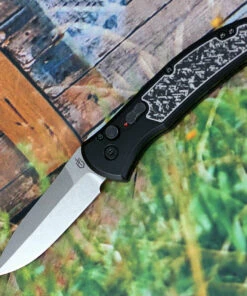 Gerber Empower Auto 30-001323, 3.25" Stonewash CPM-S30V Plain Blade, Black Aluminum Handle